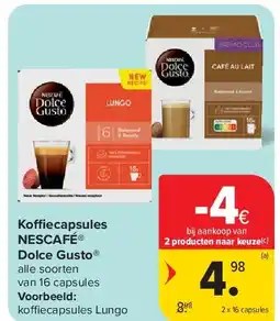 Carrefour Koffiecapsules NESCAFÉ Dolce Gusto aanbieding