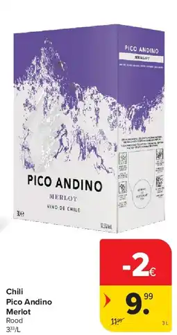 Carrefour Chili Pico Andino Merlot aanbieding