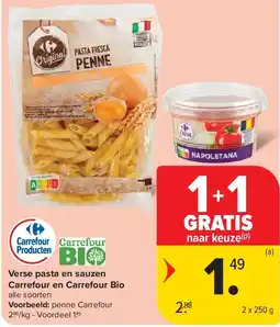 Carrefour Verse pasta en sauzen Carrefour en Carrefour Bio aanbieding