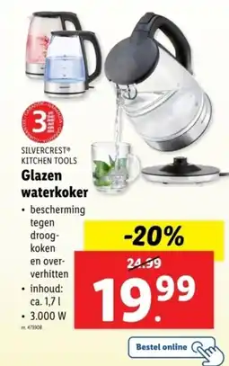 Lidl Silvercrest kitchen tools glazen waterkoker aanbieding