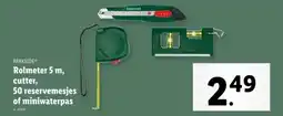 Lidl Parkside rolmeter 5 m cutter 50 reservemesjes of miniwaterpas aanbieding