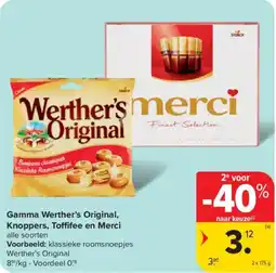 Carrefour Market Gamma werther's original knoppers toffifee en merci aanbieding