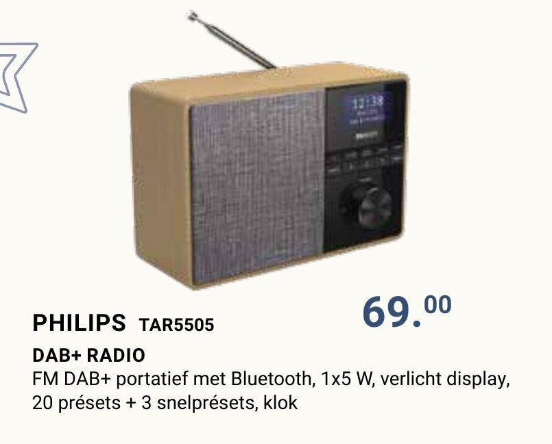 Philips TAR5505 DAB+Radio promotie bij Elektro Van Assche