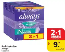 Carrefour Market Set inlegkruisjes Always aanbieding
