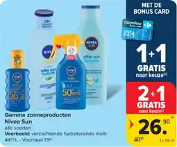 Carrefour Market Gamma zonneproducten Nivea Sun aanbieding