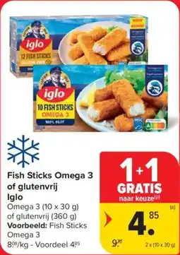 Carrefour Market Fish Sticks Omega 3 of glutenvrij Iglo aanbieding