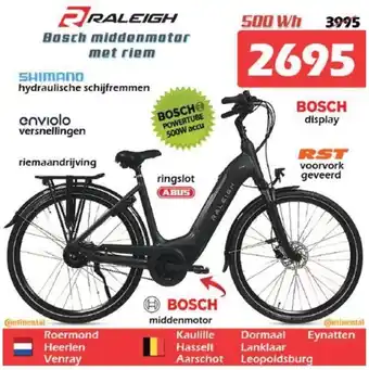 iTEK Raleigh Bosch middenmotor met riem aanbieding