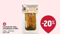 Delhaize Geroosterde zalm teriyakisaus en dille aanbieding