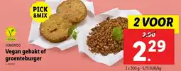 Lidl Vegan gehakt of groenteburger aanbieding