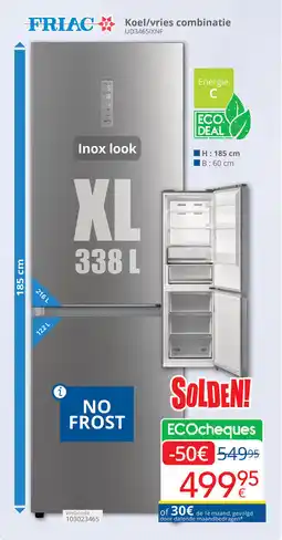 Eldi Friac Koel/vries combinatie UD34651XNF aanbieding