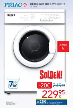 Eldi Friac Droogkast met evacuatie DK7005 aanbieding