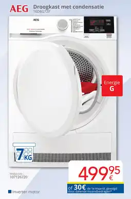 Eldi AEG Droogkast met condensatie T6DBG72P aanbieding