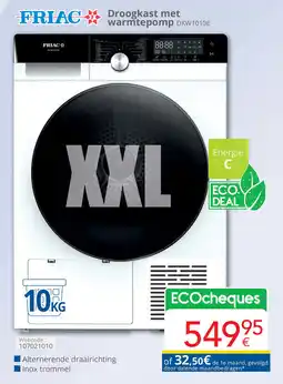 Eldi Friac Droogkast met warmtepomp DKW1010E aanbieding