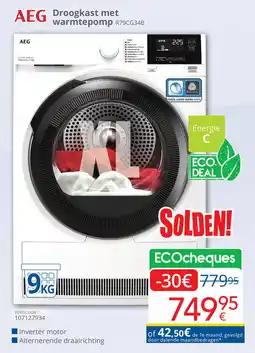 Eldi AEG Droogkast met warmtepomp R79CG34B aanbieding