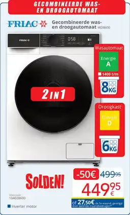 Eldi Friac Gecombineerde was en droogautomaat WD8600 aanbieding