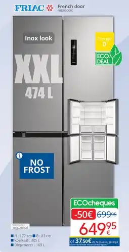 Eldi Friac French door FRD8300IX aanbieding