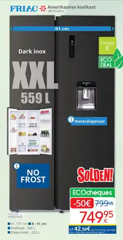 Eldi Friac Amerikaanse koelkast SBS7023DIX aanbieding