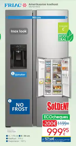 Eldi Friac Amerikaanse koelkast SBS7031IM-IX aanbieding