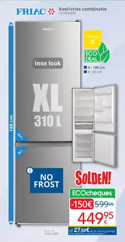 Eldi Friac Koel/vries combinatie UD34601XNF aanbieding
