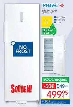 Eldi Friac Diepvriezer VDV7523 NF aanbieding