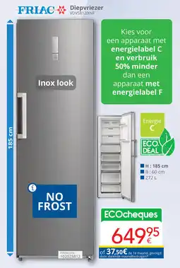 Eldi Friac Diepvriezer VDV5812IXNF aanbieding