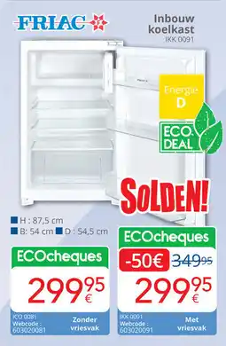 Eldi Friac Inbouw koelkast IKK 0091 aanbieding