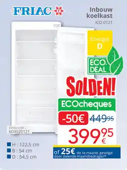 Eldi Friac Inbouw koelkast ICO 0121 aanbieding