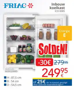 Eldi Friac Inbouw koelkast ICO 0085 aanbieding