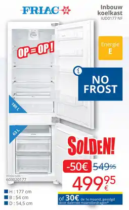 Eldi Friac Inbouw koelkast IUD0177 NF aanbieding