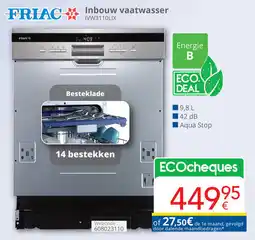 Eldi Friac Inbouw vaatwasser IVW3110LIX aanbieding