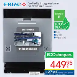 Eldi Friac Volledig integreerbare vaatwasser FIVW4420L aanbieding