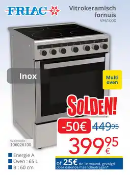Eldi Friac Vitrokeramisch fornuis VF6100X aanbieding