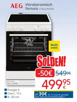 Eldi AEG Vitrokeramisch fornuis CCB6200ABW aanbieding