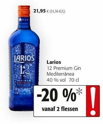Colruyt Larios 12 premium gin mediterrànea aanbieding