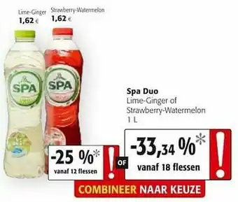 Colruyt Spa duo lime-ginger of strawberry-watermelon aanbieding