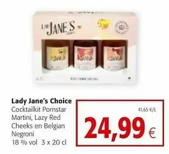 Lady jane`s choice cocktailkit pornstar martini, lazy red cheeks en belgian negroni