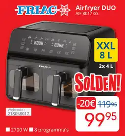 Eldi Friac Airfryer Duo AIF 8017 GS aanbieding