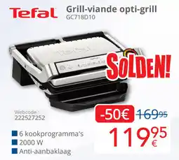 Eldi Tefal Grill viande opti grill GC718D10 aanbieding