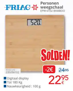 Eldi Friac Personen weegschaal EPW-0102 Bamboo aanbieding
