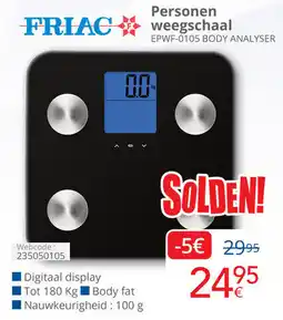 Eldi Friac Personen weegschaal EPWF-0105 body analyser aanbieding