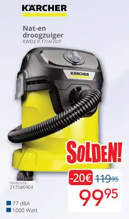 Eldi Karcher Nat en droogzuigerKWD3 V-17/4/20/F aanbieding