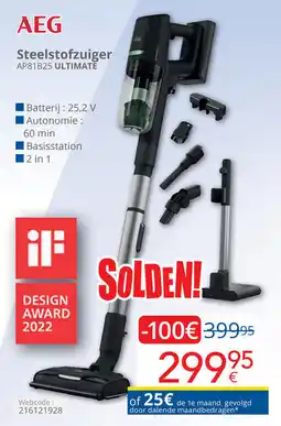 Eldi AEG Steelstofzuiger AP81B25 Ultimate aanbieding