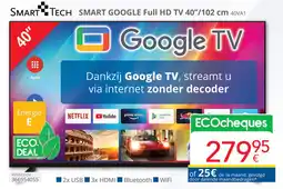 Eldi Smart Tech Smart Google Full HD TV 40VA1 aanbieding