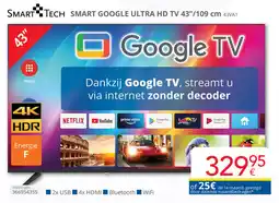 Eldi Smart Tech Smart Google Ultra HD TV 43VA1 aanbieding