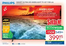Eldi Philips Smart Ultra HD TV Ambilight 43PUS8009/12 aanbieding