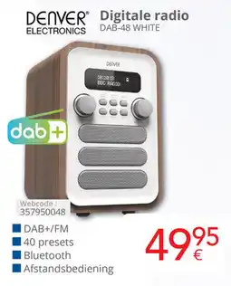 Eldi Denver Digitale radio DAB-48 White aanbieding