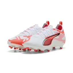 Decathlon ULTRA 5 PRO FG/AG voetbalschoenen voor jongeren PUMA White Black Glowing Red aanbieding