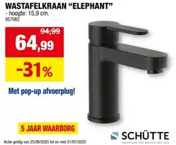 Hubo Schutte Elephant wastafelmengkraan mat zwart aanbieding