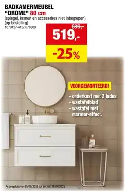 Hubo Aurlane Wastafel rond 36x12 wit marmer aanbieding