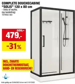 Hubo Aquatrends Solis douchecabine 120x80x212 cm links zwart aanbieding